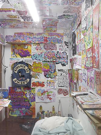 Vandal's Bedroom, 2012
Installation: bedroom, drawings, sketchbooks