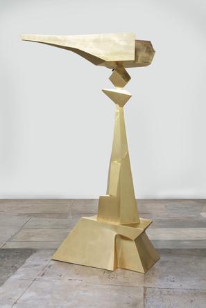 Zoom at the Top, 2015
Urethane & imitation gold leaf on fiberglass & cardboard
118 x 66 x 44 inches
