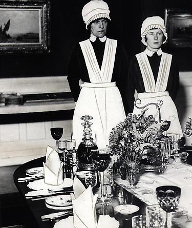 Parlourmaid and Underparlourmaid Ready to Serve Dinner, Mayfair, 1936
