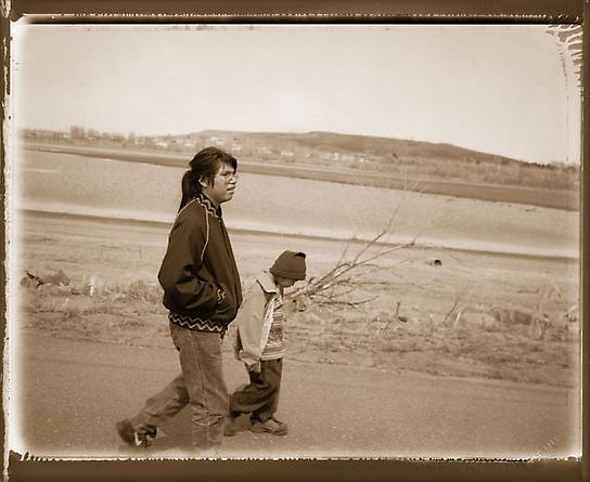 Brian Crow Neckless with Bret, below Cannon Ball, North Dakota, 2000