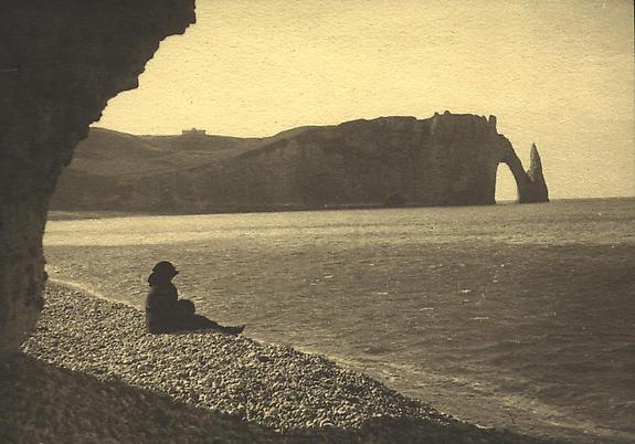 My Wife Bibi Sitting on the Pebble Beach, Etretat, 1920 [#30]