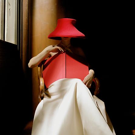 Woman in Red Hat with Book, New York Public Library, NYC, 2003