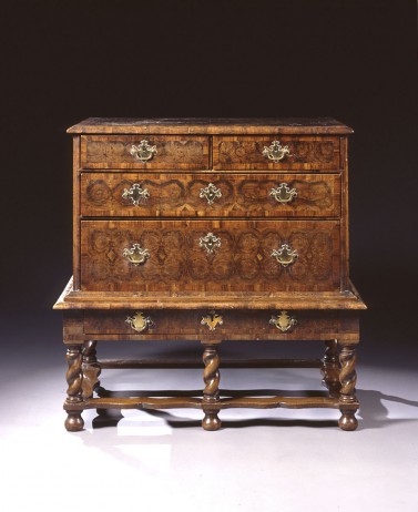 WILLIAM AND MARY BLACK JAPANNED CHEST ON STAND