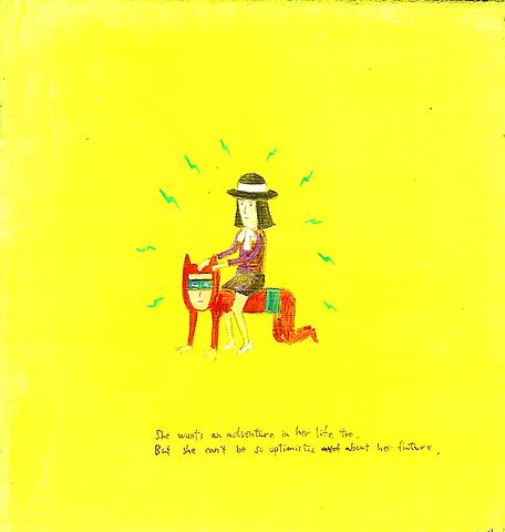 Sachiko, Alex and an adventure
Acrylic on board
19 x 18 cm
2009