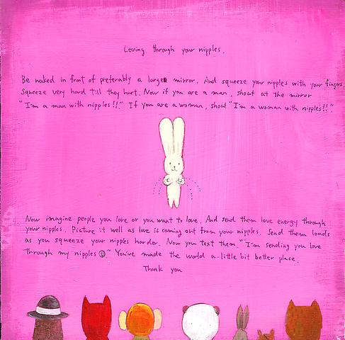 Loving through your nipples
Acrylic on board
20.5 x 20 cm
2009