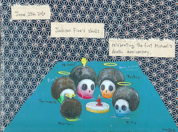The first Michael’s death anniversary
Acrylic on board
17 x 23.5 cm
2009