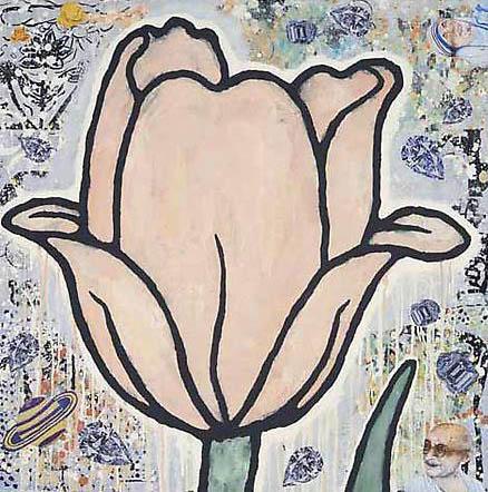 Tulip 
2007 
gesso, flashe & paper collageon paper 
101.5 x 101.5 cm