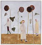 Tre människor går runt fyra solrosor
2008
61 x 48 cm
oil on canvas