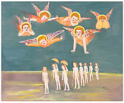 Parasollpromenad (Giottos änglar), 2009
oil and tempera on canvas, 160 x 197 cm