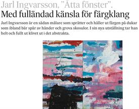Svenska Dagbladet about Jarl Ingvarssons exhibition Åtta Fönster/Eight Windows