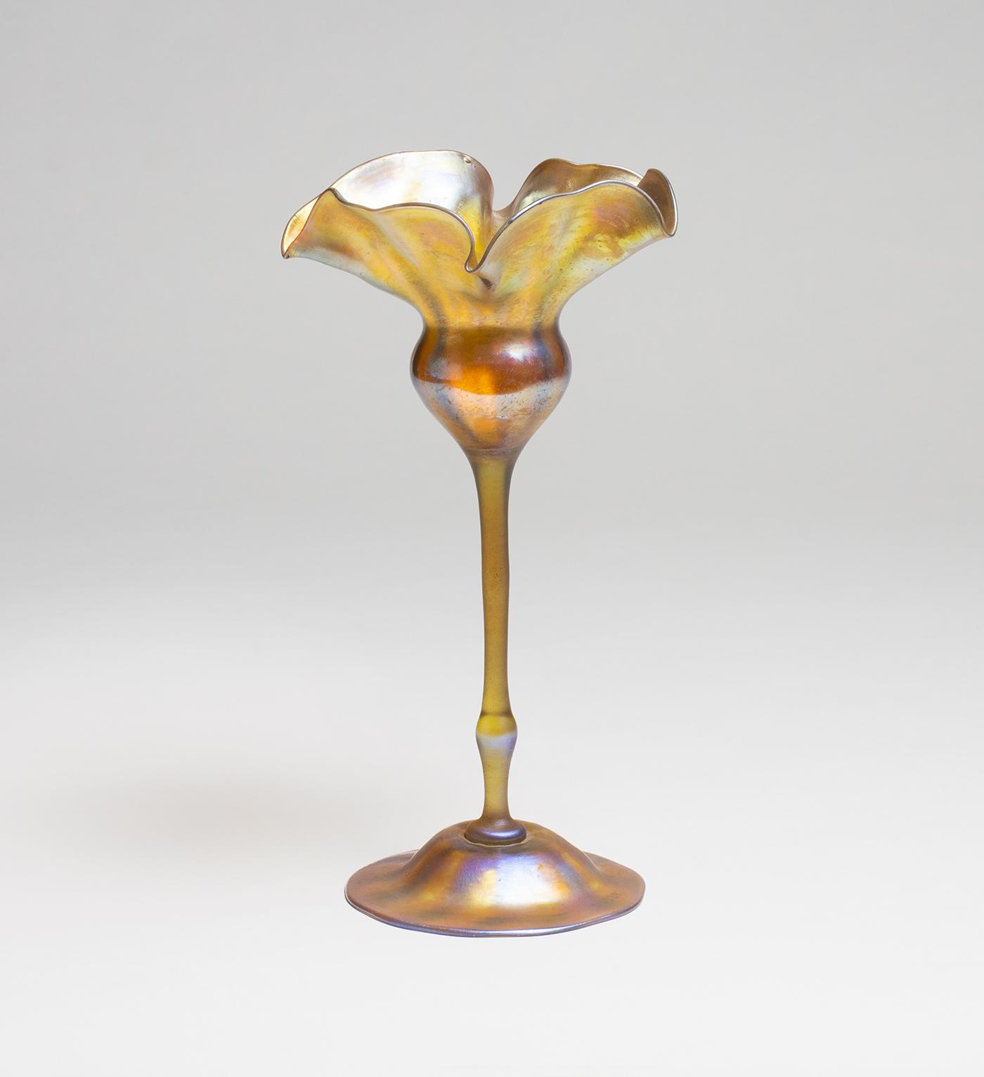 Tiffany Favrile Glass Ruffled Gold Flower Form 1