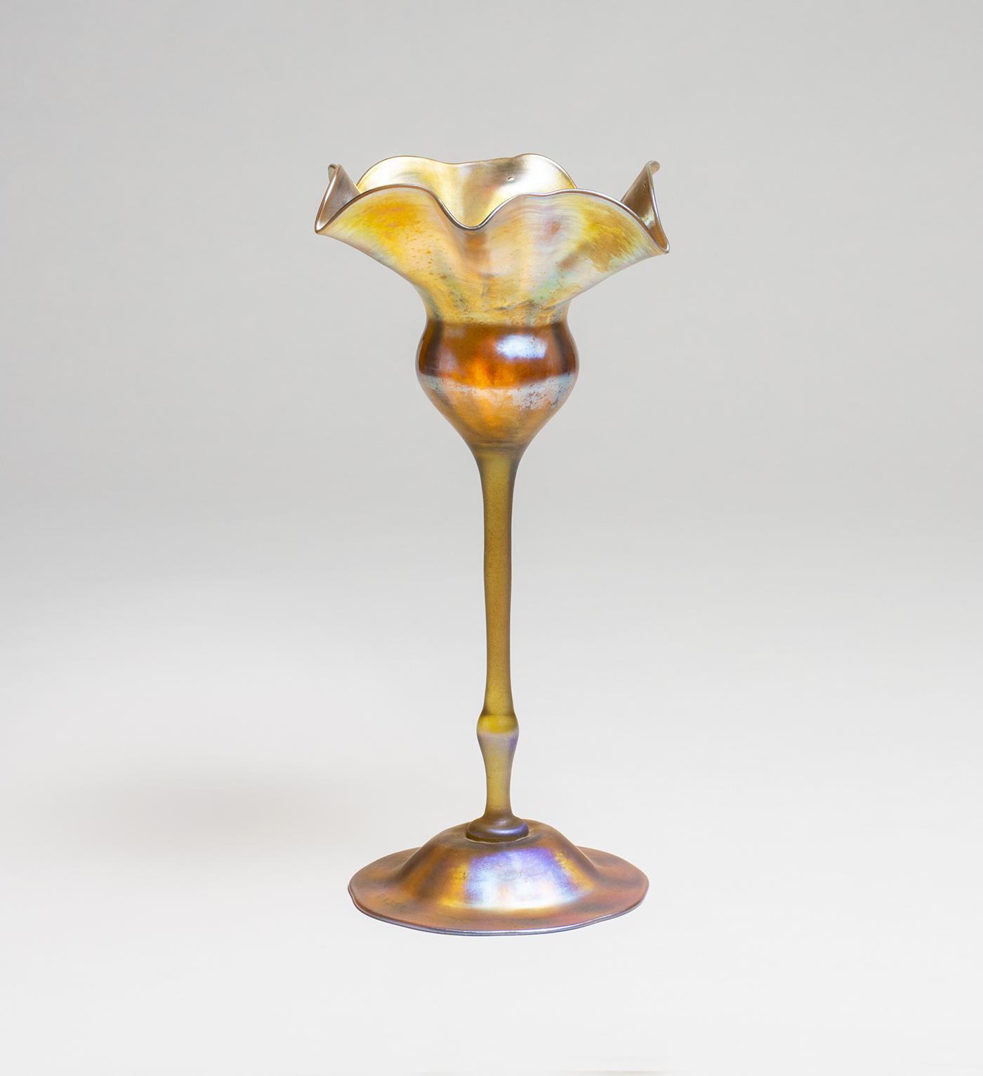 Tiffany Favrile Glass Ruffled Gold Flower Form 2