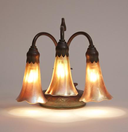 Tiffany Studios <br> 3-Light Lily Piano Lamp 1