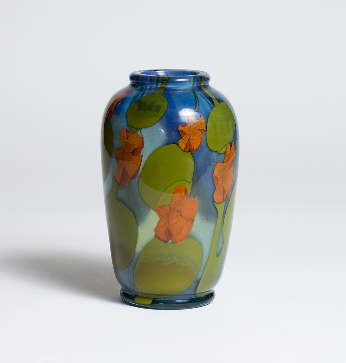 Tiffany Favrile Glass Paperweight Vase with Nasturtiums 1