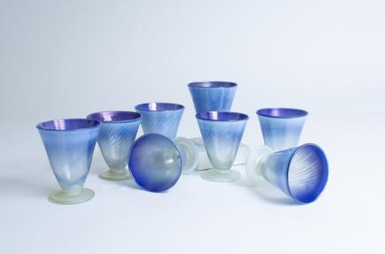 Tiffany Favrile Glass Set of Pastel Sherry Glasses 2