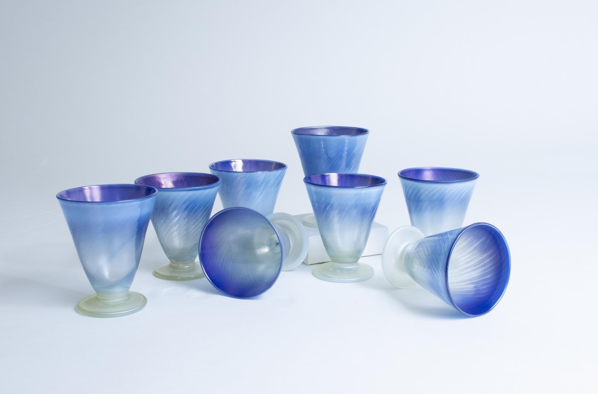 Tiffany Favrile Glass Set of Pastel Sherry Glasses 2