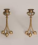 Tiffany Studios <br> Gilded Bronze and Turtleback Candlesticks