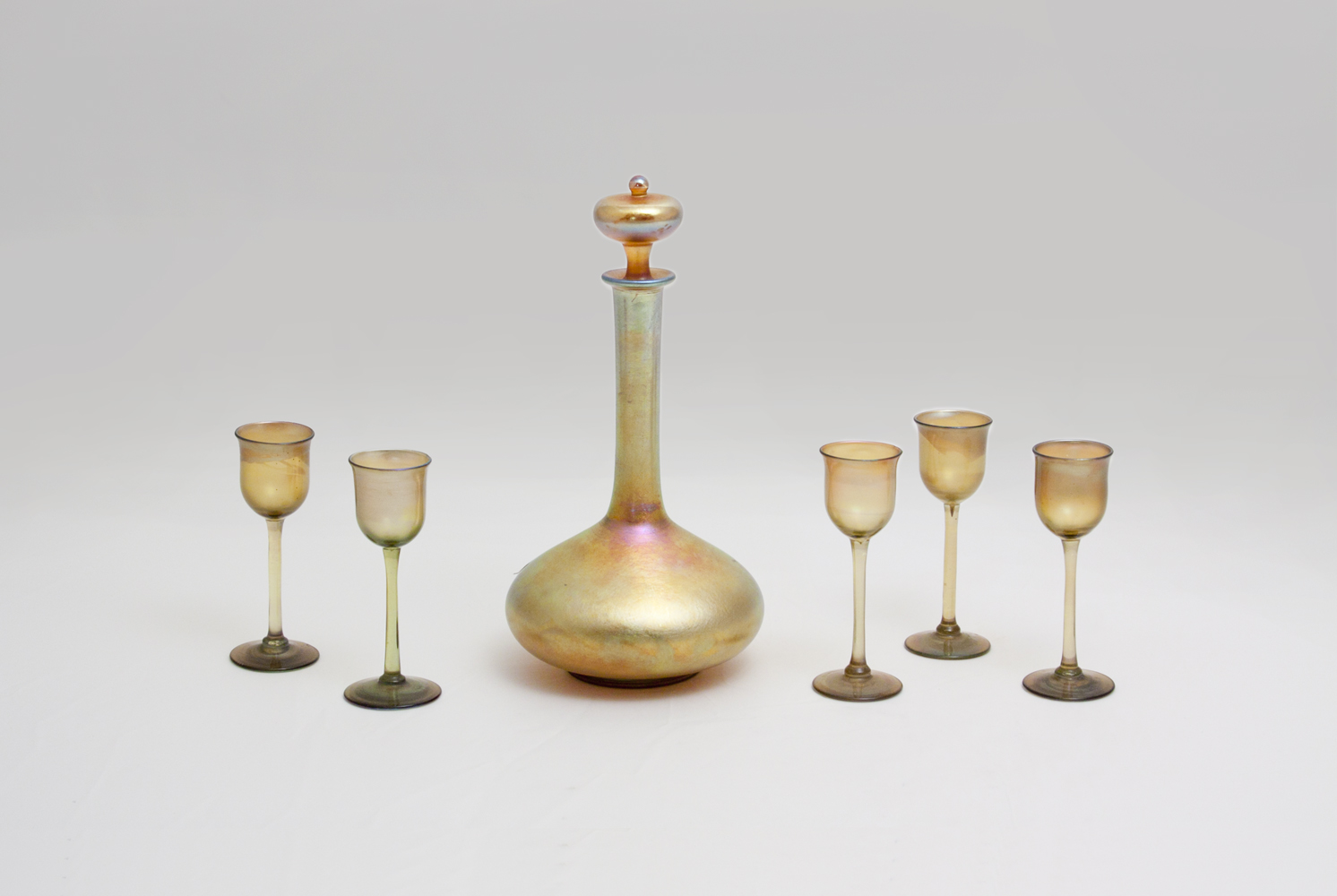 Tiffany Favrile Glass Decanter and Liqueur Set 1