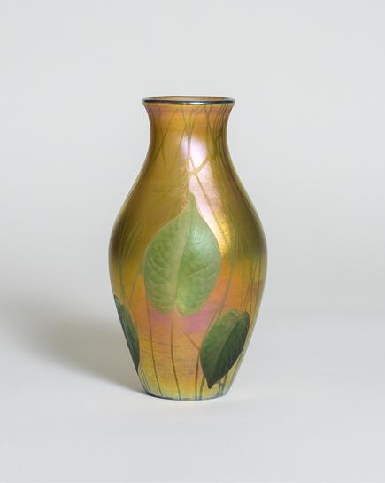 Tiffany Studios
Favrile Glass Vase with Wheel-Carved Leaves and Vines 1