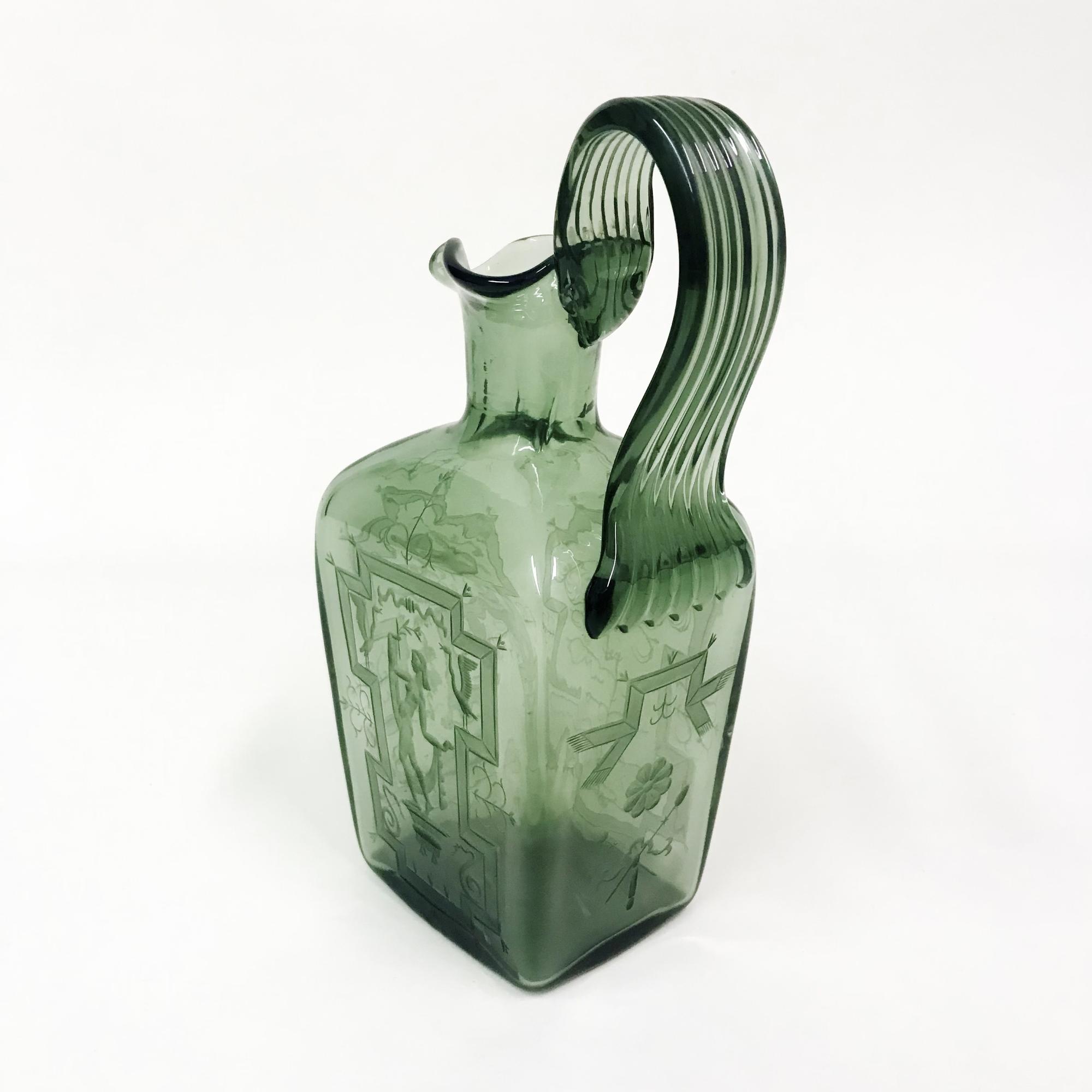 Orrefors Engraved Glass Pitcher 2