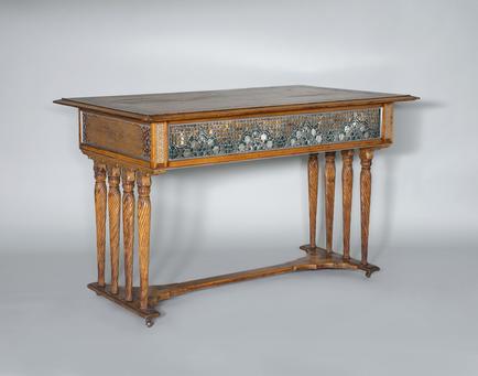 Louis C. Tiffany & Co. Unique Center Table with Leaded Glass Panels 1
