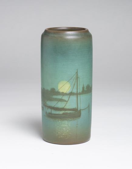 Sallie Coyne for Rookwood Pottery Scenic Vellum Harbor Vase 1