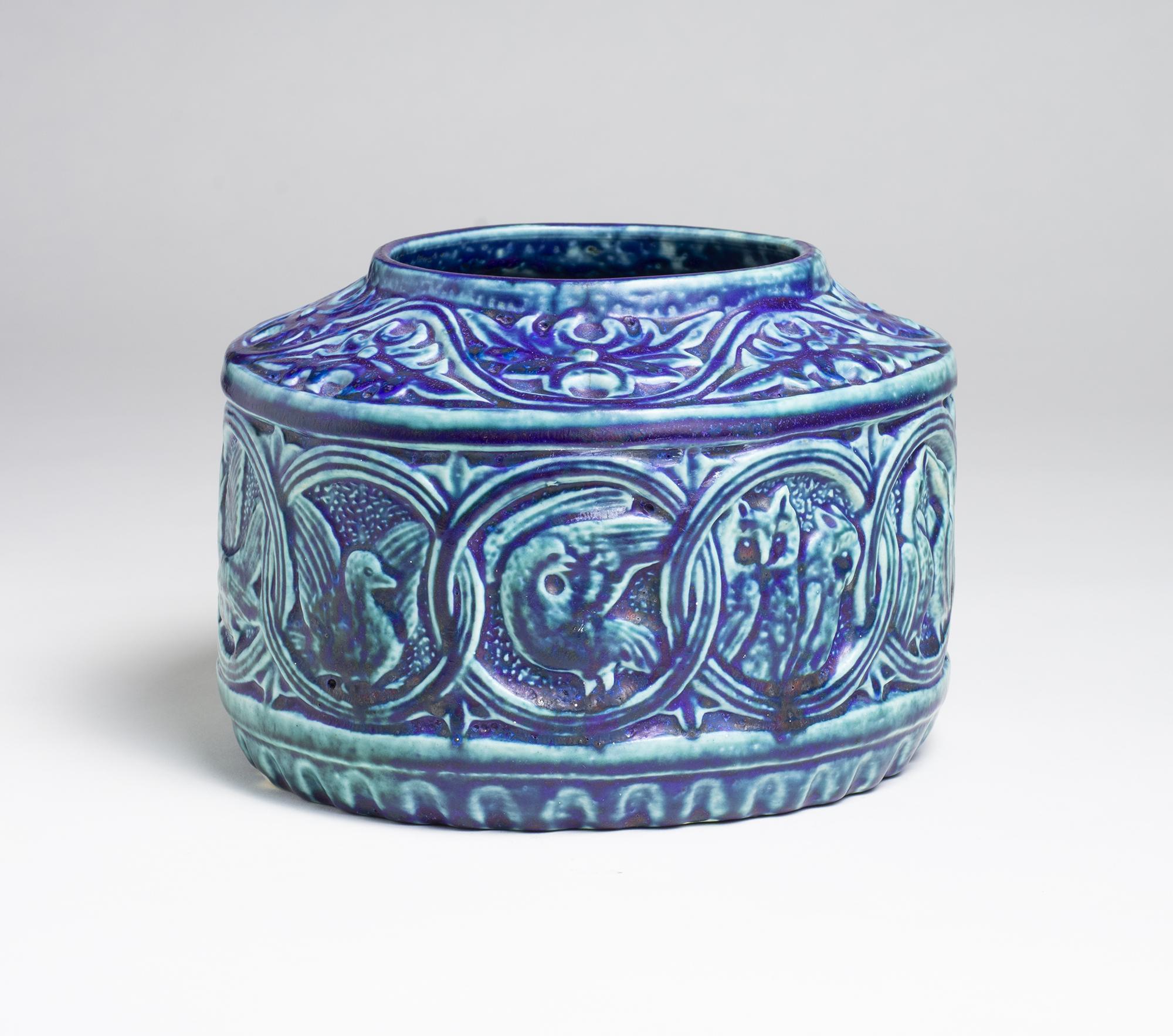 Tiffany Favrile Pottery Vase with Celtic Bird Motif 1