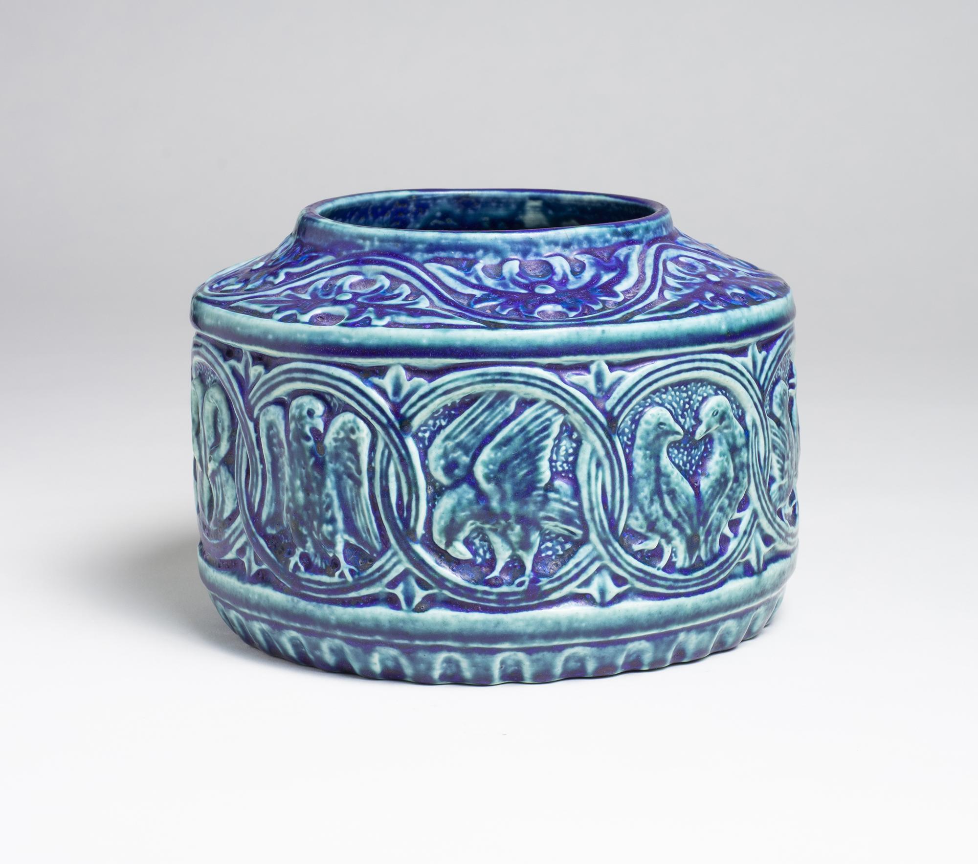 Tiffany Favrile Pottery Vase with Celtic Bird Motif 2
