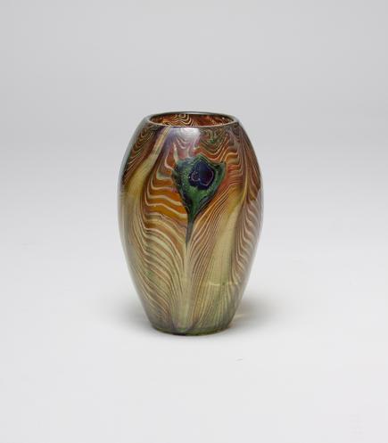 Tiffany Favrile Glass <br> Rare Early Peacock Vase 1