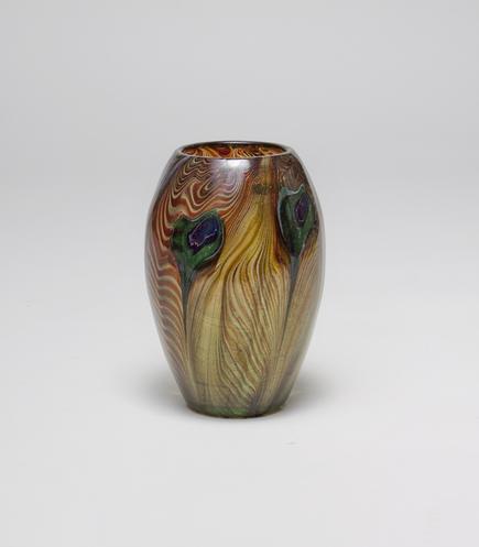 Tiffany Favrile Glass <br> Rare Early Peacock Vase 2