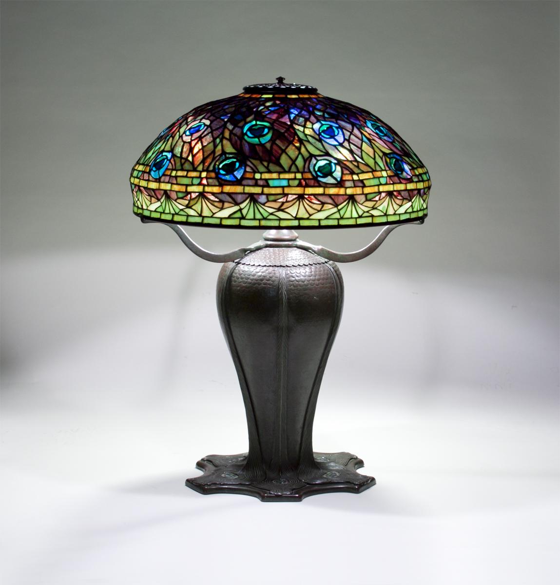 Tiffany Studios Rare Peacock Table Lamp 2