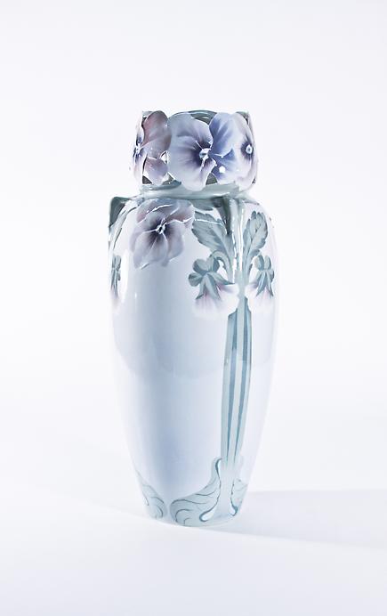 Rorstrand Monumental Vase Modeled with Pansies 1