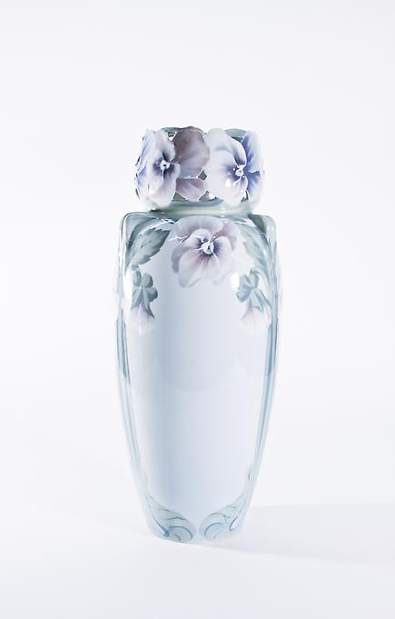 Rorstrand Monumental Vase Modeled with Pansies 2