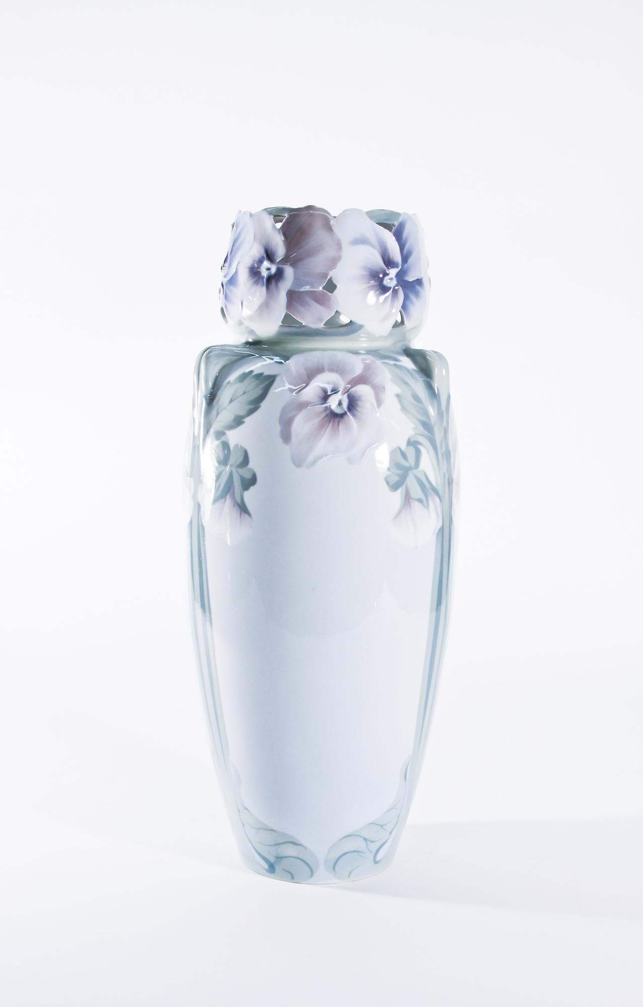 Rorstrand Monumental Vase Modeled with Pansies 2