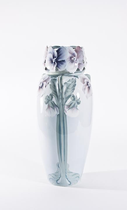 Rorstrand Monumental Vase Modeled with Pansies 3