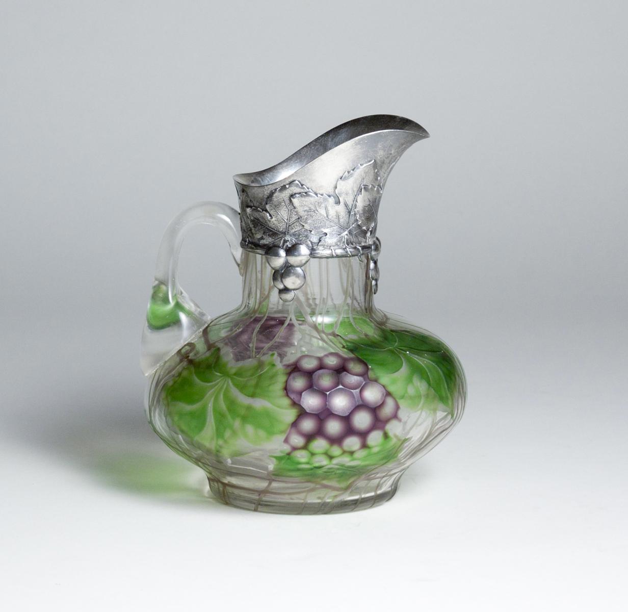 Tiffany Favrile Glass Rare Silver Mounted Pitcher 2