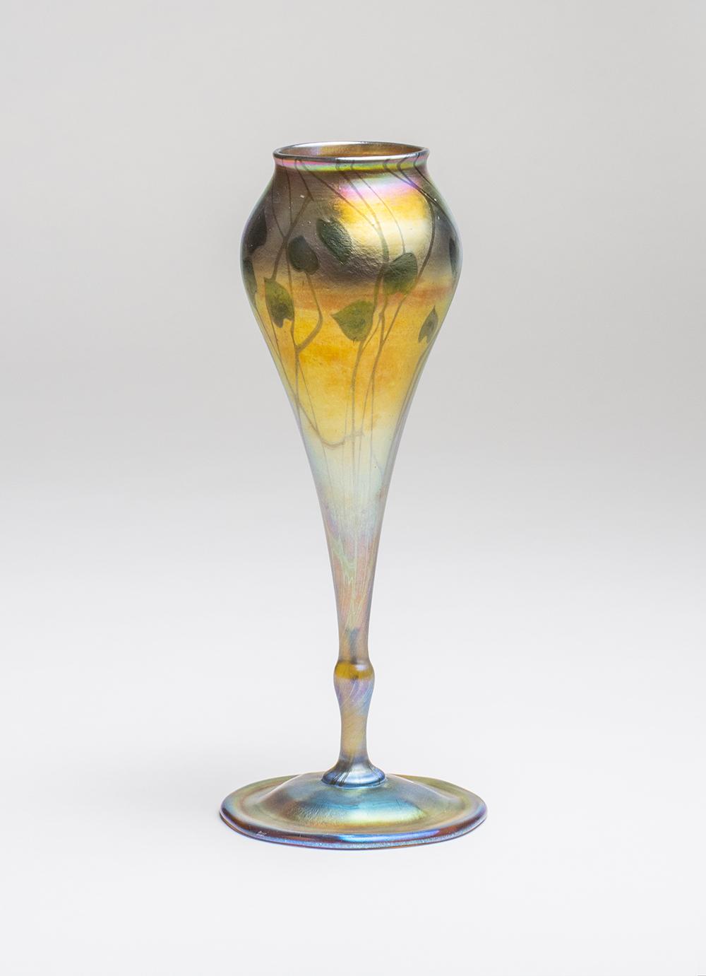 Tiffany Favrile Glass Decorated Flower Form Vase 1