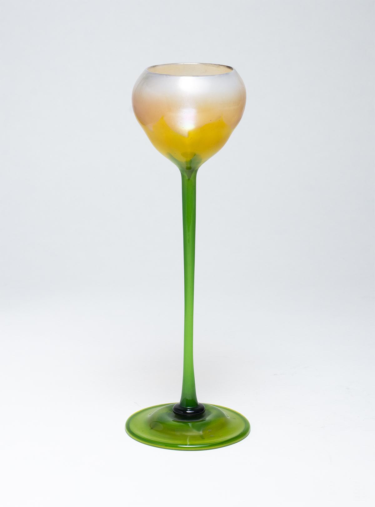 Tiffany Favrile Glass Early Opalescent Flower Form Vase 1