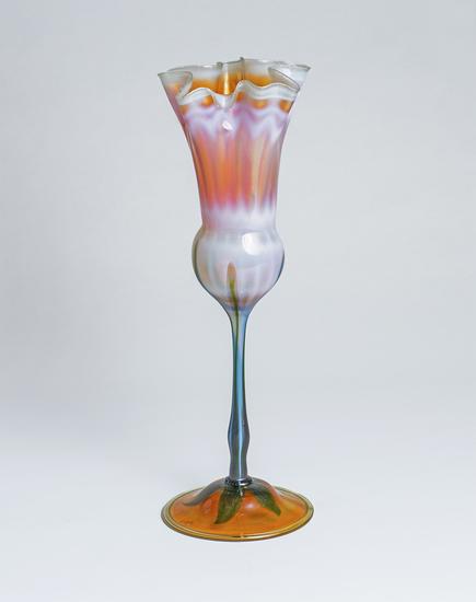 Tiffany Favrile Glass Early Ruffled Flower Form Vase 2