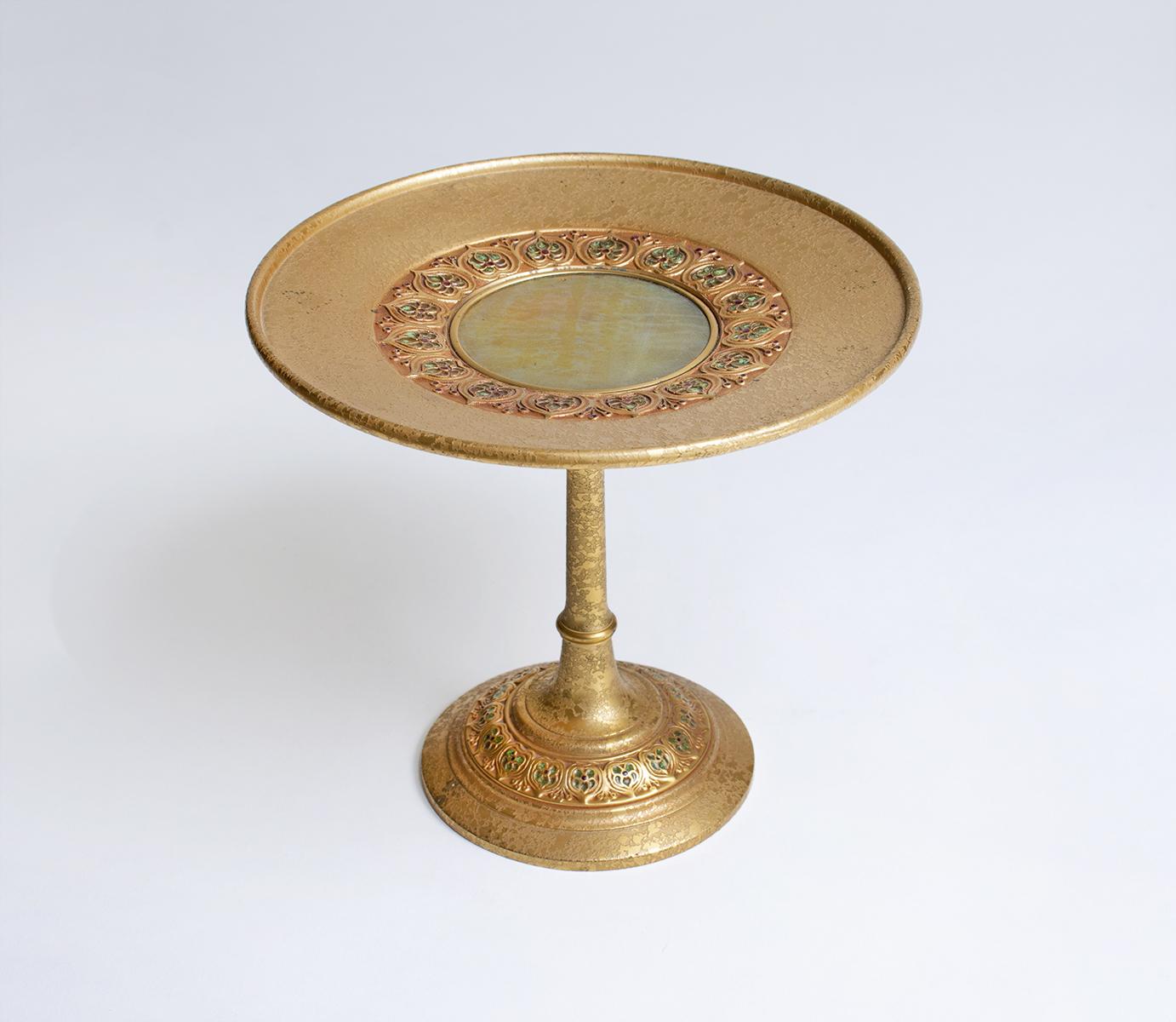 Louis C. Tiffany Furnaces Inc. Tazza with Inset Favrile Glass 1