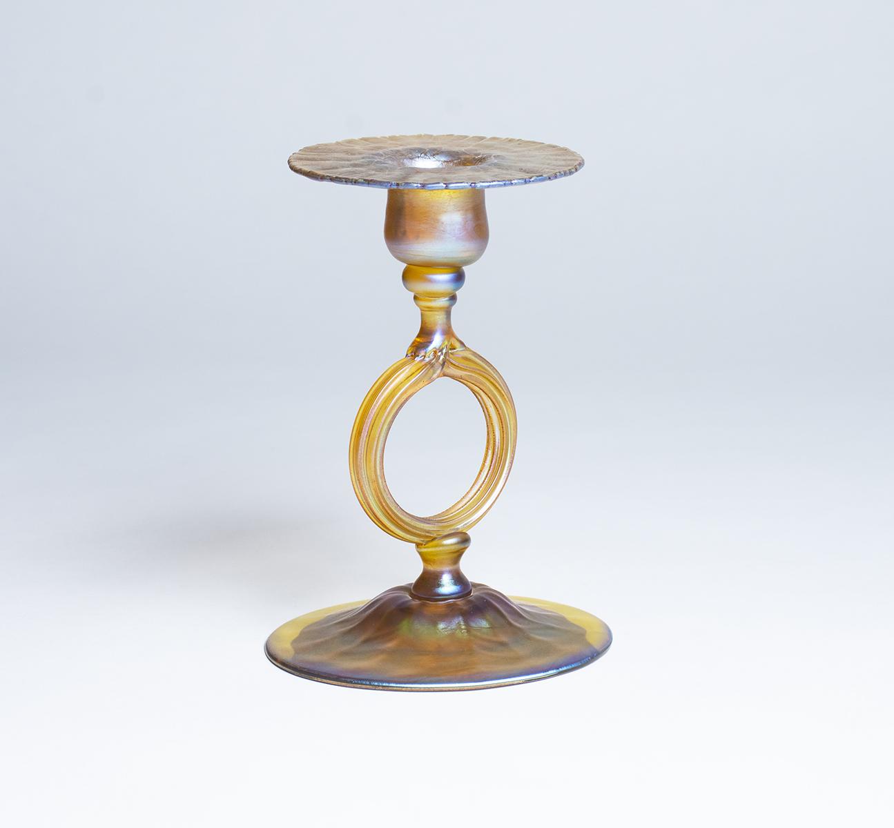 Tiffany Favrile Glass Candlestick 1