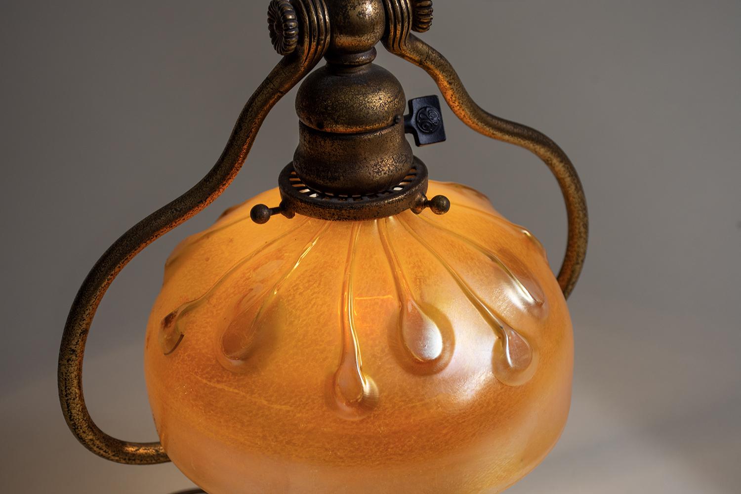 Tiffany Studios Favrile Glass Harp Lamp 3