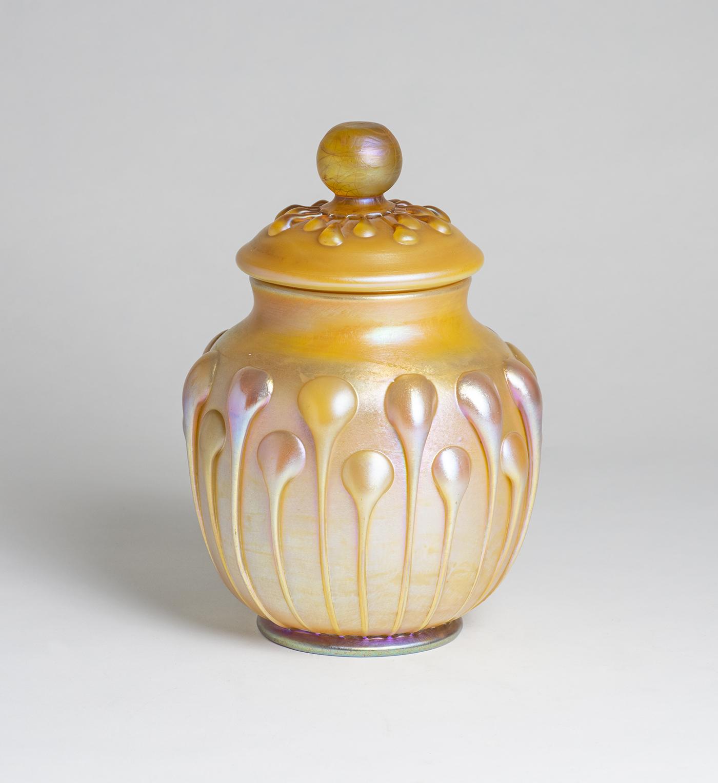 Tiffany Favrile Glass Covered Jar 1