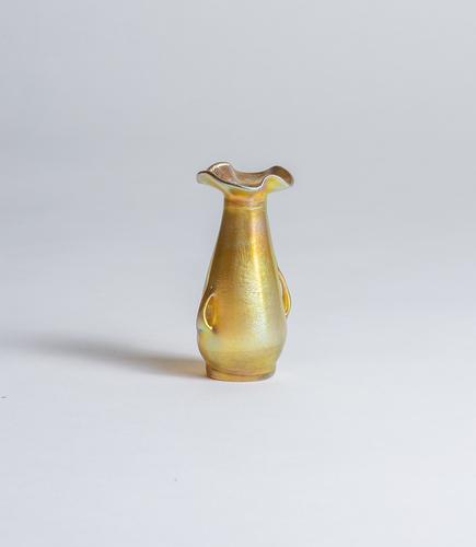 Tiffany Favrile Glass Miniature Cabinet Vase with Ruffled Rim 2