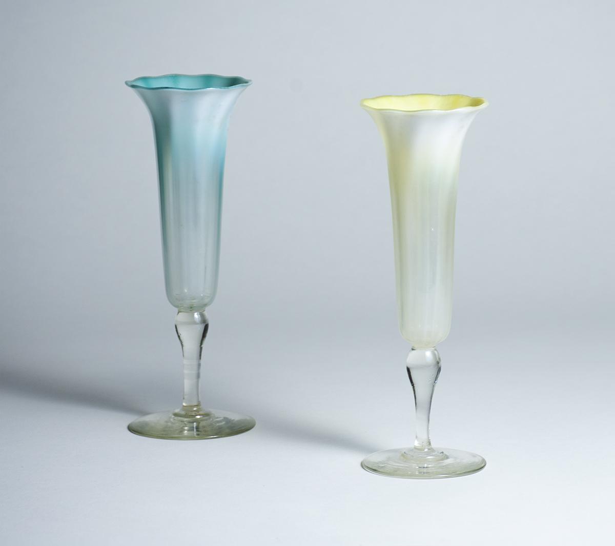 Tiffany Favrile Glass Pair of Pastel Parfait Glasses 1