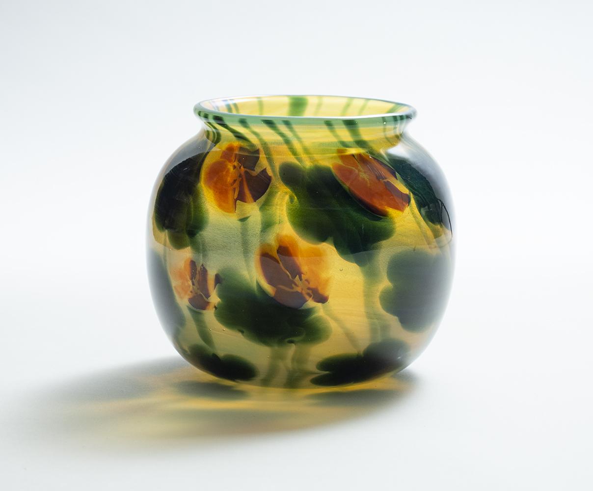 Tiffany Favrile Glass Nasturtium Paperweight Vase 1