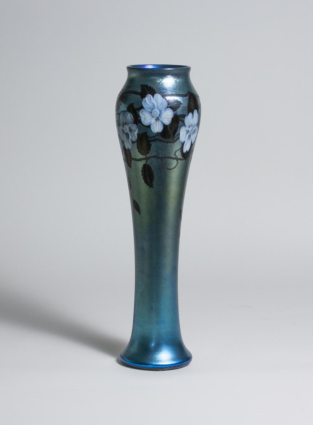Tiffany Favrile Glass Monumental Carved Vase 1