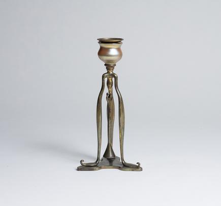 Tiffany Studios Candlestick with Favrile Glass Candle Cup 2