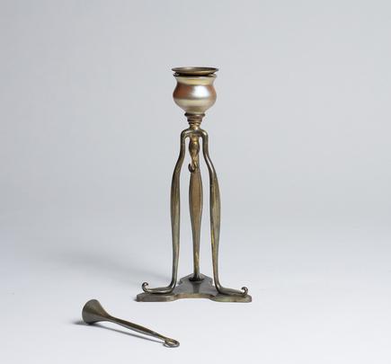 Tiffany Studios Candlestick with Favrile Glass Candle Cup 3