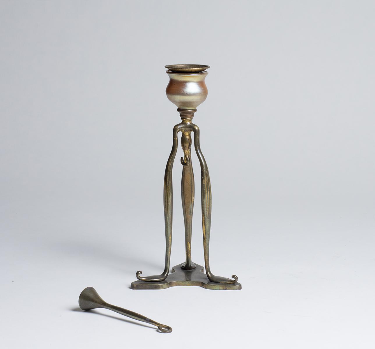 Tiffany Studios Candlestick with Favrile Glass Candle Cup 3